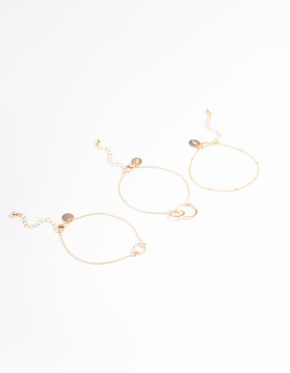 Open Circle Linked Bracelet Pack