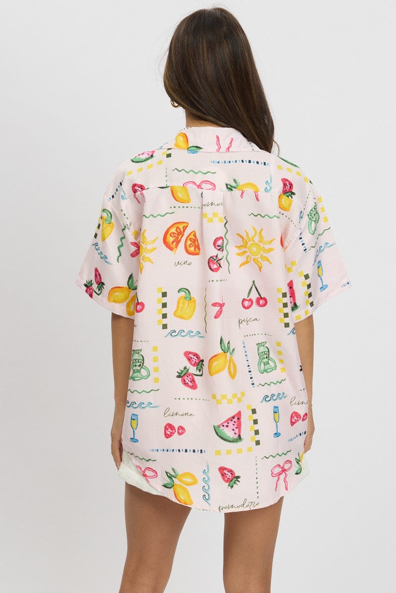 Pink Abstract Relaxed Shirt Short Sleeve - Image 5